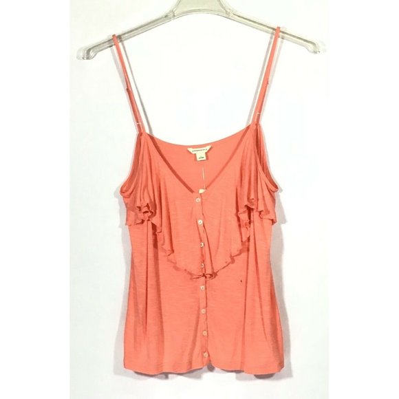 Aeropostale / Button-Front Ruffle Adjustable Spaghetti Strap Cami Top / Size L - Picture 5 of 5